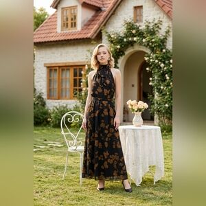 Banana Republic Black and Brown Floral Jump Suit